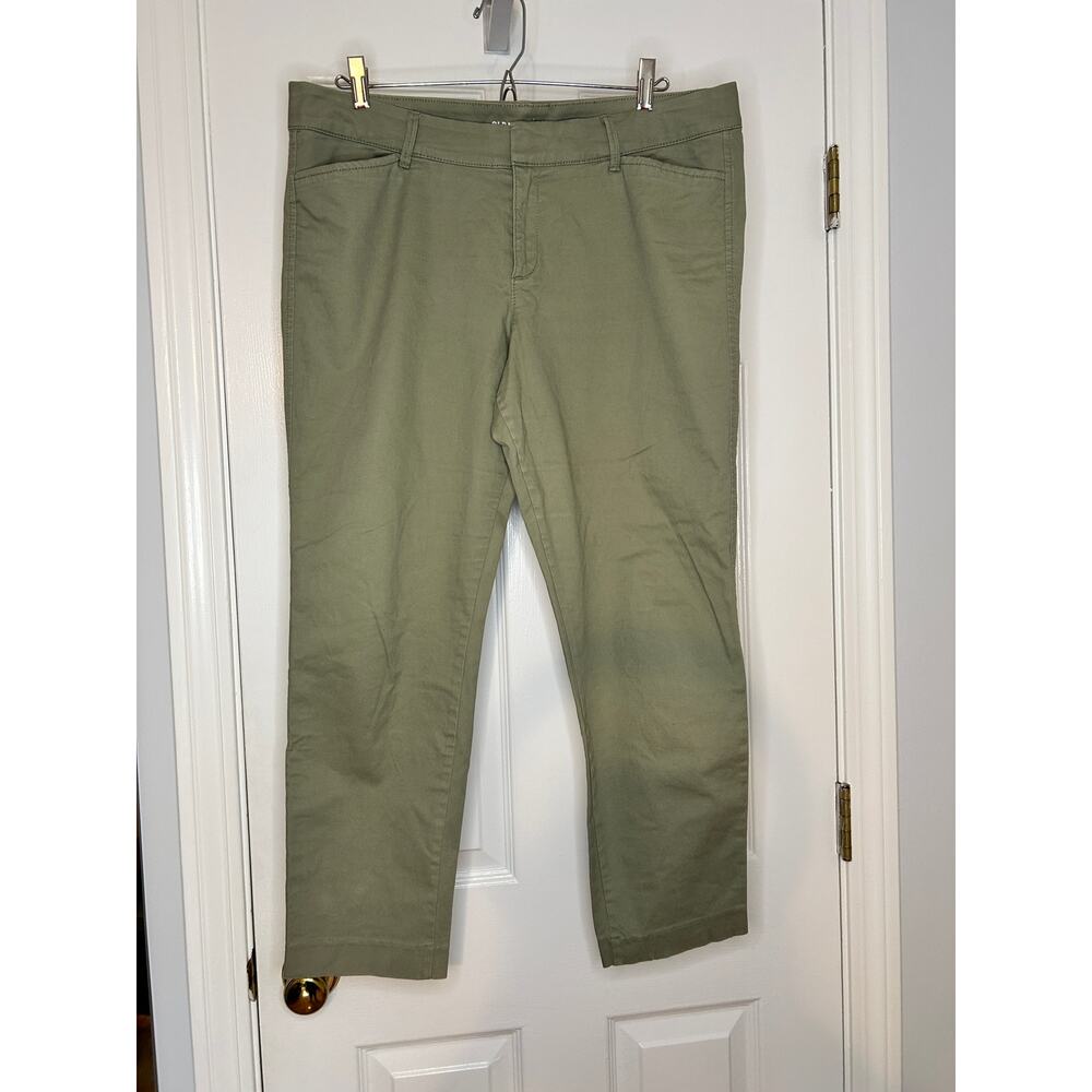 Old Navy Pixie Pants Womens 12 Regular Olive Green Stretch Cotton Skinny Ankle
